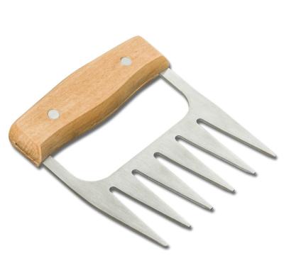 China Easily Cleaned BBQ Accessories Sharp Blades Meat Shredder Claws Stainless Steel Meat Claw With Wooden Handle for sale