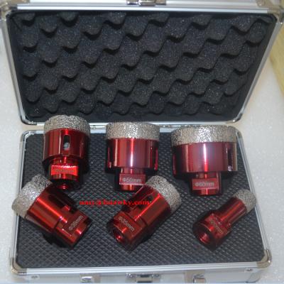 China Making Holes on Glass 6 PCS Diamond Hole Saw Set M14 20/35/40/45/50/68mm for sale