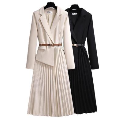 China Maxi Casual Elegant Winter Anti-Static Long A Line Pleated Dress With Belt for sale