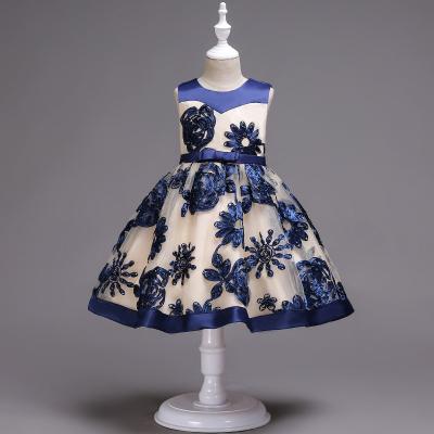 China Washable High Quality Kids Dress Baby Embroidery Dress Kids Weeding Child Ball Gown for sale