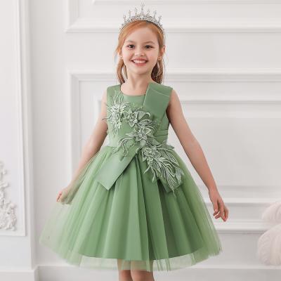 China New Breathable Green Evening Ball Gown Bridesmaid Dress Kids Love Princess Frock Dresses For Kids Girl for sale