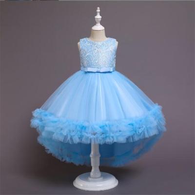 China 2021Elegant Children's Anti-Static Formal Prom Dress Girls Lace Up Children Wedding Party Princess Long Tail TUTU Formal Dresses Kids Dress for sale