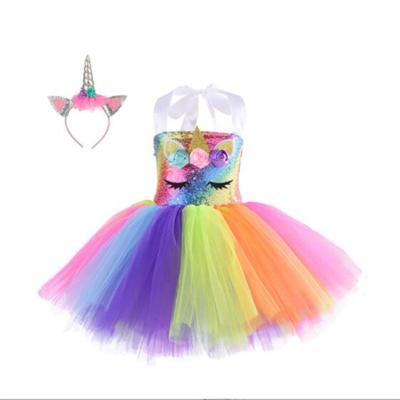 China High Quality Anti-wrinkle Dress Kids Sequin Dress Three Color Sleeveless Princess Dress for sale