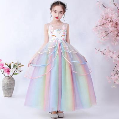 China New Designs Polyester Beautiful Boutique Fancy Boutique Birthday Girl Dress Unicorn Princess Girl Dresses Girls Dress for sale