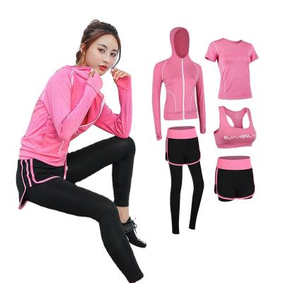 China Breathable yoga clothes women sweat suits running clothes quick-drying five-piece fitness sports suits yoga wear sweatsuit for sale