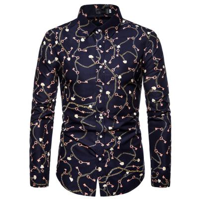 China 2021 Breathable High Quality Men's Long Sleeve Office Printed Shirts Formal Men's Shirt Dress Shirts for sale