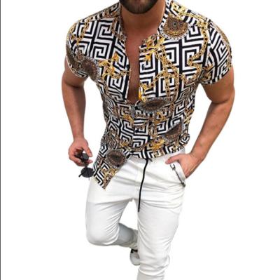 China 2021 Summer New Men's Clothing Casual Fashion Printed Short Sleeve Cardigan Shirt Men Breathable Hot Sale for sale