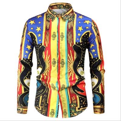 China High Quality New Breathable Men's Long Sleeve Office Printed Shirt Dress Shirt Men's Formal T-Shirt for sale