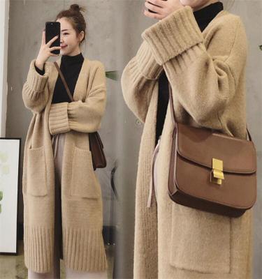 China wholesale New Anti-Wrinkle Women In Stock Items Long Length Plus Size Coat Autumn Loose Causal Winter Thick Sweater Cardigan Knitwear for sale