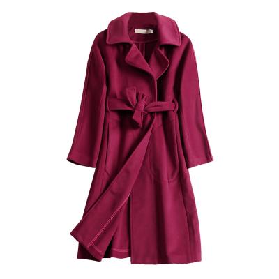 China New Retro Camel Coat Women Winter Jackets Ladies Coats Autumn Women's Anti-Wrinkle Long Color Loose Belt Waist for sale