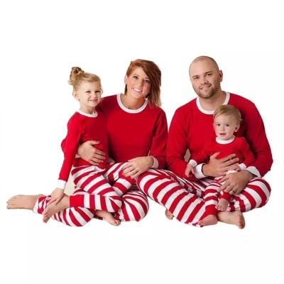 China QUICK DRY Family Matching Outfits Clothes Red White Green Green Christmas Pajamas 2021 Christmas Pajamas Parent-child Full Sleeve Stripe Family for sale