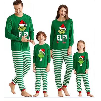 China New Breathable Style 2021 Christmas Green Pajamas Clothes Christmas Family Matching for sale