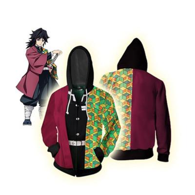 China Breathable 3D Printed Demon Slayer Hooded Sweater Sweater Custom Anime Cosplay Hooded Jacket for sale