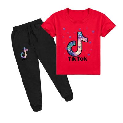 China Soft Warm Sale Toddler Kids Clothing TikTok Print Baby Winter Clothes T-shirt Hoodie Set for sale