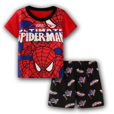 China Breathable Children's Short Sleeve Pajamas Boy Cotton Summer Pajamas T-shirt Set For Kids 2-8Y for sale