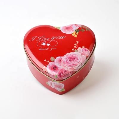 China Modern Luxury Custom Heart Shape Tin Box Wedding Party Gift Packaging Candy Heart Shape Tin Box for sale