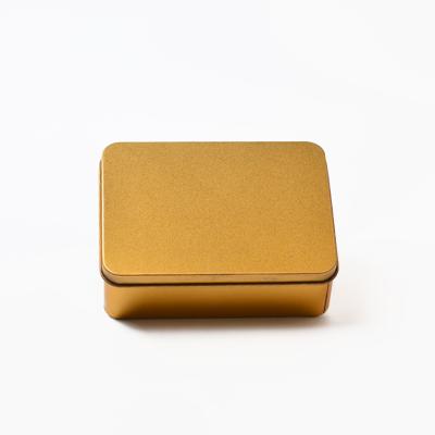 China Simply Large Rectangular Tin Box Gifts Cookie Storage Box Tin Tin Box In Gold Color for sale