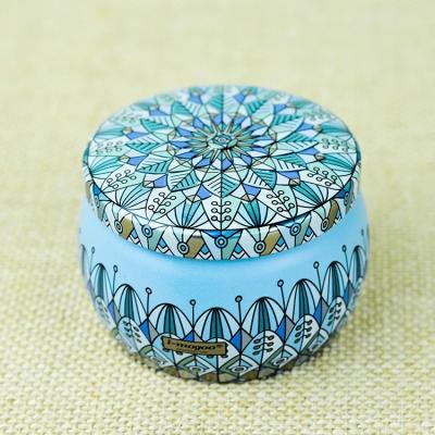 China Wholesale Recycled Aluminum Round Hot Wax Materials Gift Spice Mint Custom Printed Small Candle Tea Metal Tin Box for sale