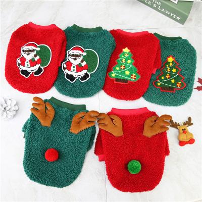 China Sustainable Medium Wholesale Autumn And Winter Small And Dogs Cats And Dogs Christmas Pet Apparel Christmas Tree Fleece for sale