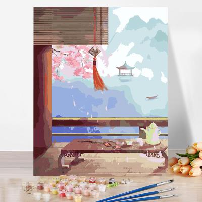 China New New Classical/Postmodern DIY Oil Painting Painting By Number Kit Landscape Chinese Style Adult Paint By Numbers Canvas Drawing With Brushes 40x50cm for sale