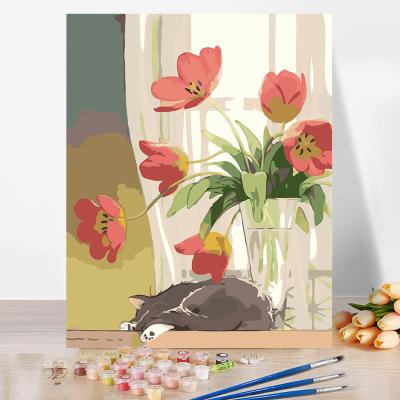 China Wholesale New Classical/Postmodern DIY Digital Oil Painting By Numbers Amazon Flower Landscape Oil Painting Coloring Hand Painted Coloring Oil Painting for sale