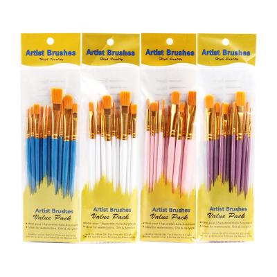 China Wholesale New Classic/Postmodern Hook 10PCS Acrylic Paint Art Supplies Painting Pen Coloful Rod Nylon Wool Oil Brush Gouache By Numbers Tools for sale