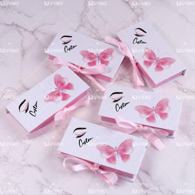 China Recyclable Wholesale Eyelashes Packaging Box Empty Pink Eyelash Box Packaging for sale