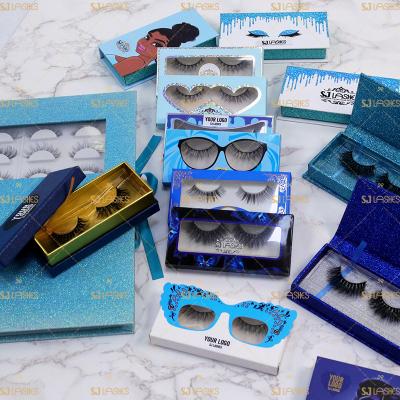 China Cheap 3D False Eyelash Natural Mink Fluffy Curly Lashes With 5D Mink Strip Lashes Private Paper Boxes Label Accepted for sale