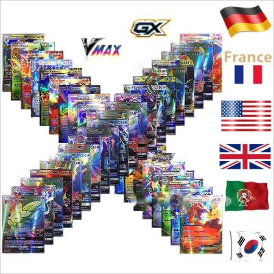 China Paper 2023 Hot Sale Trading Cards 100 VMAX GX Vstar EX Booster Box Trading Game Cards Kids Toys Spanish English French playing cards for sale