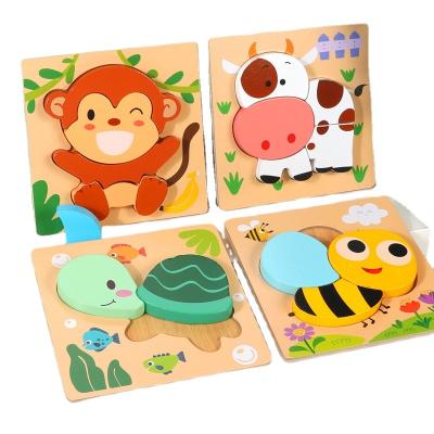 China Eductional Kid Toys New wooden three-dimensional puzzle puzzle toy building blocks 1 to 3 years old baby early education toys for sale