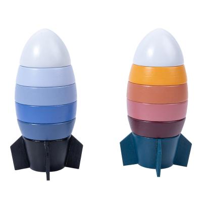 China Eductional Kid Toys Montessori 0-3 years old teaching AIDS space rocket set column children color shape cognition early education educational toy for sale