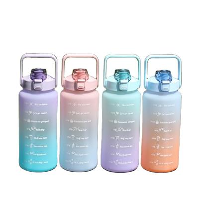 China Sustainable 2L Water Bottle Free Leak Proof Tritan Large Gym Sports Motivational Plastic With straw Times Marker To Drink wholesale for sale