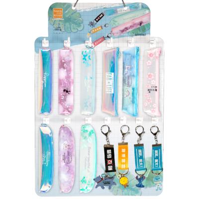 China Schools & Offices Cute Custom Printed Logo PVC For School Rainbow Plastic Charms Inside Clear Pencil Case for sale