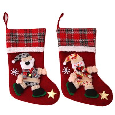 China Santa Gift Sock Christmas Stocking Indoor Custom Gift Pocket Velvet Christmas Stocking Party Decorations for sale