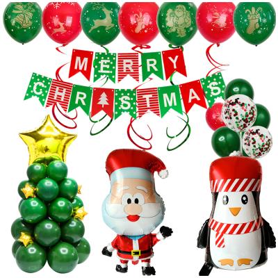 China 12 inch indoor border special round latex balloon Christmas film foil combination with Christmas scene for sale