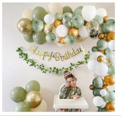 China Self-Sealing Valve: No Need To Tie With Hands Party Olive Green Chrome Gold Latex Bohemian Garland Birthday Party Decoration Balloon for sale