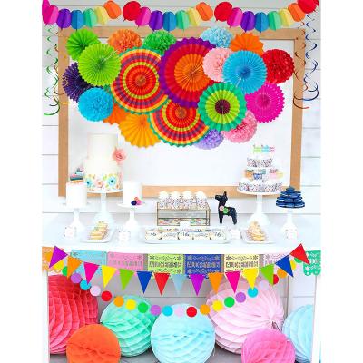 China Garland Holiday Celebration Festival Decoration Party Decoration Paper Fan Background Colorful Wall Banner for sale