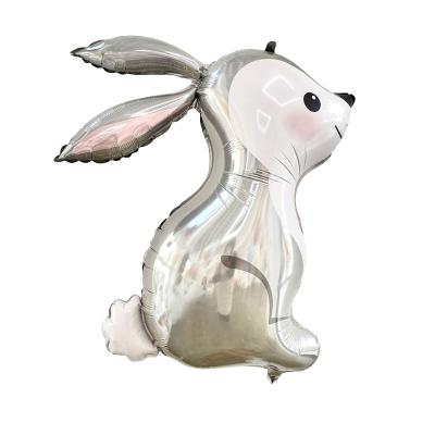 China Self-sealing valve: no need to tie with hands along gray bunny rabbit ears balloon helium balloon baby shower wedding birthday party decoration foil balloon for sale