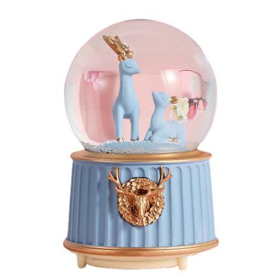 China 80# Europe cartoon crystal ball music box lantern snow crystal ball music box creative birthday student gift for sale