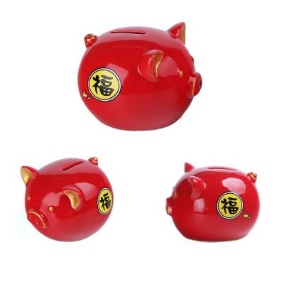 China Handwork Ceramics Household Piggy Bank Supplies Items Small Gifts Lovely Children Birthday Cartoon Animal Creative Pig for sale