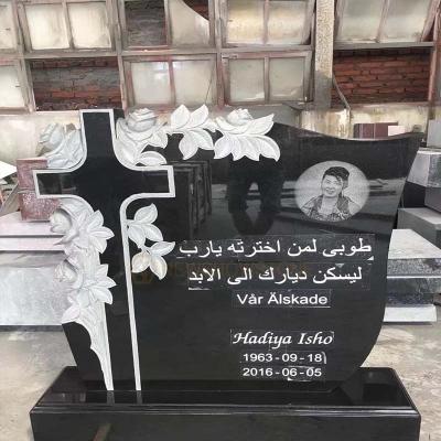 China Good quality modern tombstone and monument absolute black granite with price for sale