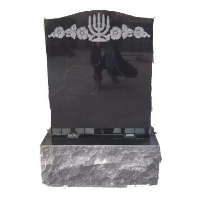 China Modern Tombstone Headstones Monument Black Granite for sale