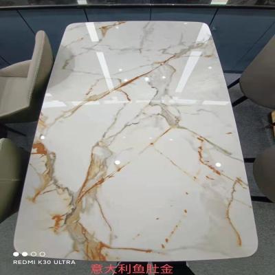 China Modern Dinninig Stone Hot Sale Factory Direct White Easy Cleaning Chipboard Table for sale