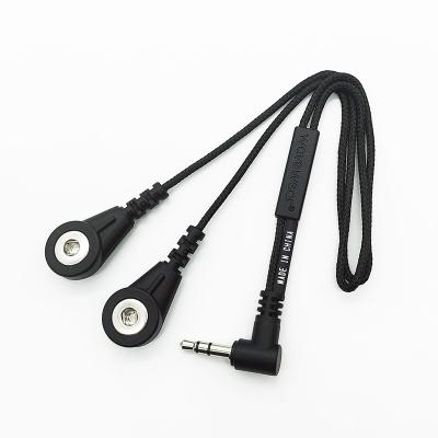 China Medical Devices Custom 2 in 1 Button Power Tether Black Nylon Braided Medical EMG Cable Medical Connect Cable for sale