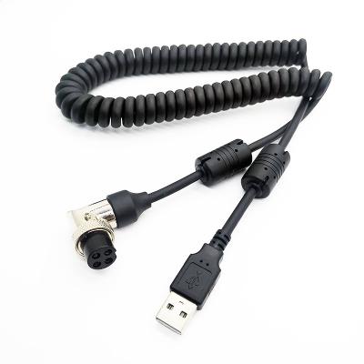 China Camera Assembly Aviation Connector GX16 4 Pin To USB Expandable Cord M16 Custom Connector 4 Pin Female Spring 4 Pin Aviation Cable for sale