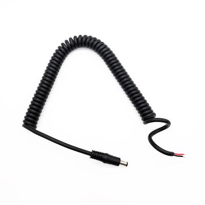 China Custom Laptop Spring Coiled 2 Core Spiral Cable DC 5.5*2.1 5.5*2.5MM Jack Male /Female Power Cable Power Cable for sale