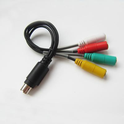 China Audio Din 9 Pin Mini Din 1 Male to 4 9 3.5MM Female Stereo Pin Mini Din Cable for sale