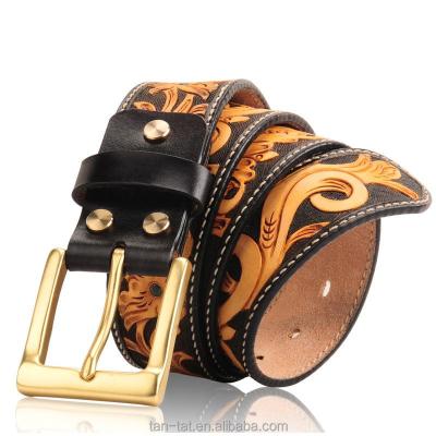 China Comfortable Leather Men Belts Wholesale Strong Genuine Men Engraved Leather Belts for sale