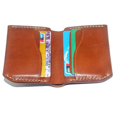 China High Quality Anti Theft Short Wallet With Card Slots Natural Tanned Leather Brown Men Wallets Wholesale for sale