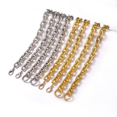 China Universal Chain Bag Chain 24k Gold Thick Rectangle Alloy Chain Handle For Bag Strap Replace for sale